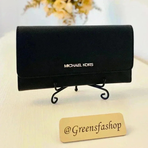 Michael Kors large trifold leather wallet black new - Picture 6 of 6